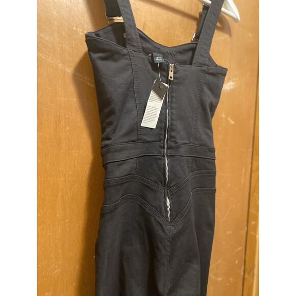 NWT Guess Super Skinny Fit Rosemary Jumpsuit Sz XS High-Waisted Adj Straps Black - Picture 14 of 14